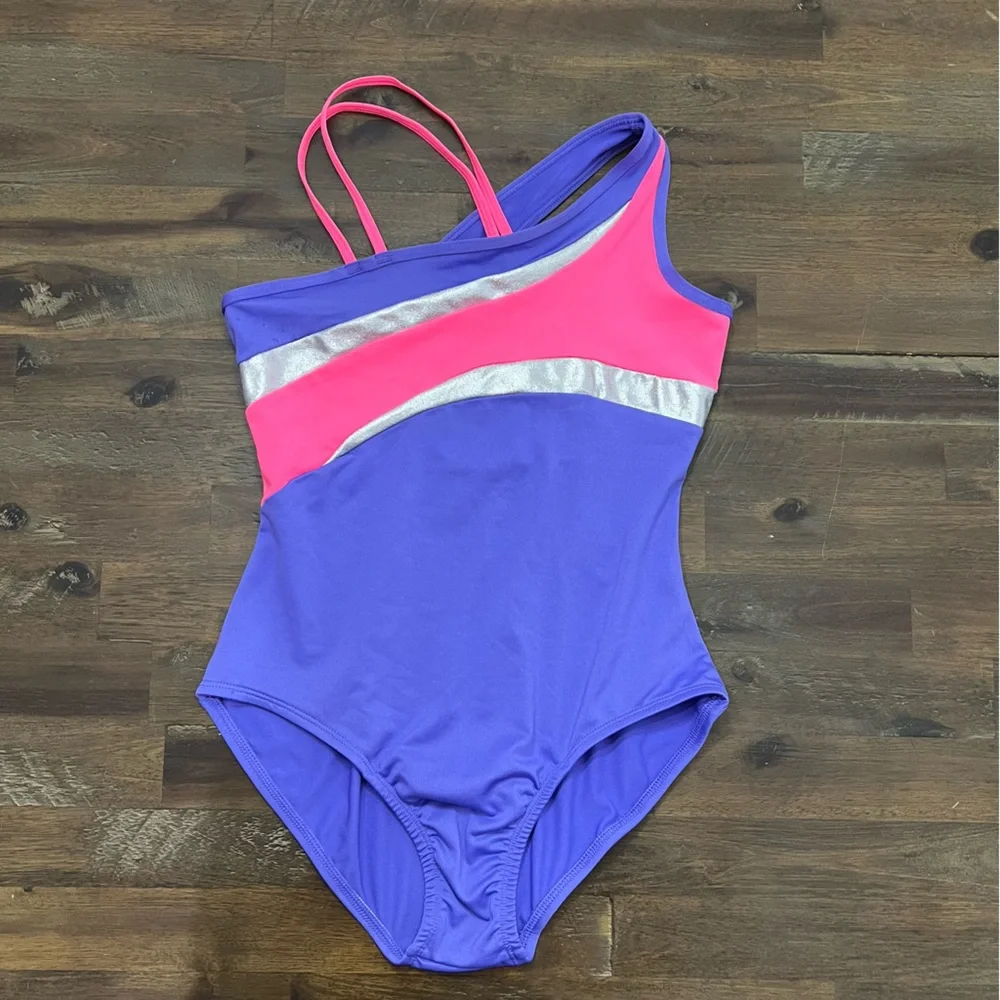 Circo purple and pink glittery girls dance / gymnastics leotard EUC
